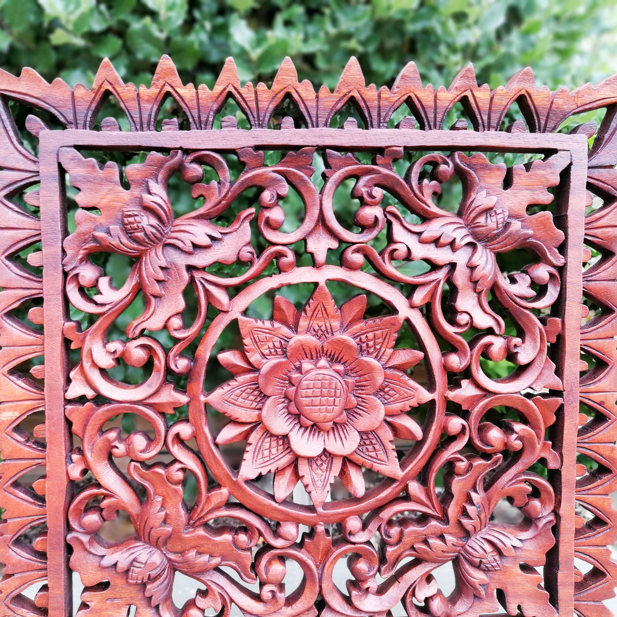 Hand Carved Wooden Mandala Sculpture Wall Art Panel 40cm Etsy