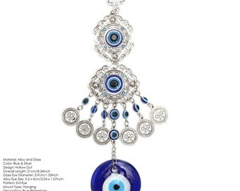 Turkish Oval Blue Evil Eye Nazar Amulet Wall Hanging Decor Blessing Protection Perfect Gift Idea