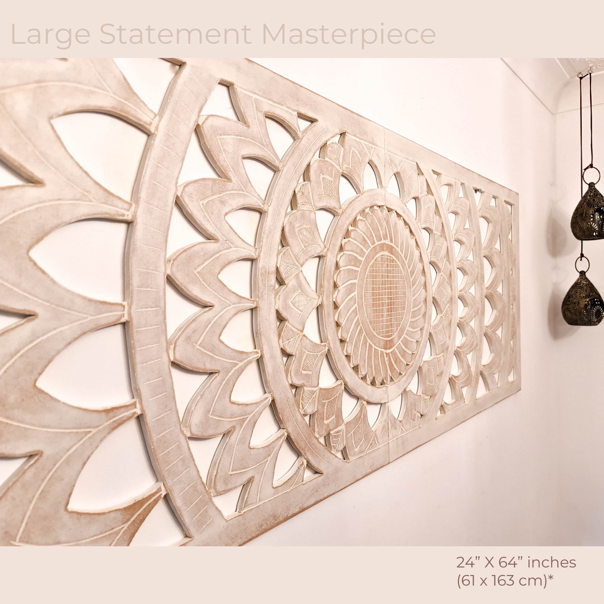 Hand Carved Wooden Mandala Large Wall Art Unique Decorative Etsy
