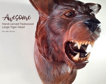 African Sculpture - Hand Carved Solid Teakwood Large Decorative Sculpture Wall Art | African Wildlife Animal Nature Safari