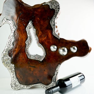 Modern Contemporary Sculpture Art Wood Stainless Steel Panel