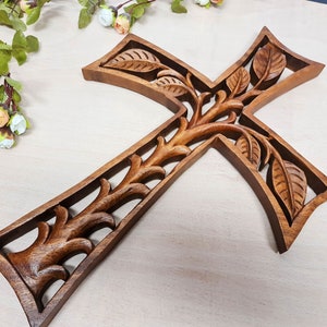 Jesus Vatican Prayer Cross - Hand Carved Teak Wood Art Sculpture Christianity Gospel Bible Christmas Gift. easternada.com