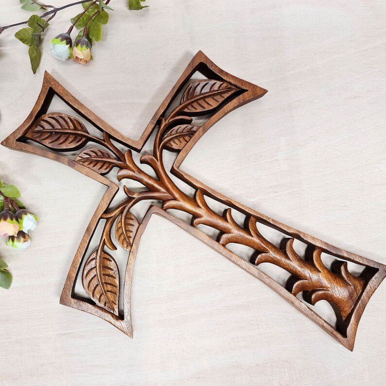 Jesus Vatican Prayer Cross - Hand Carved Teak Wood Art Sculpture Christianity Gospel Bible Christmas Gift. easternada.com