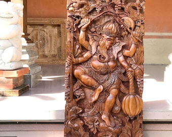 Large Ganesha Ganapati Teakwood Hand-carved Sculpture Mandir Art | Room Pooja Decorative Gift Blessing