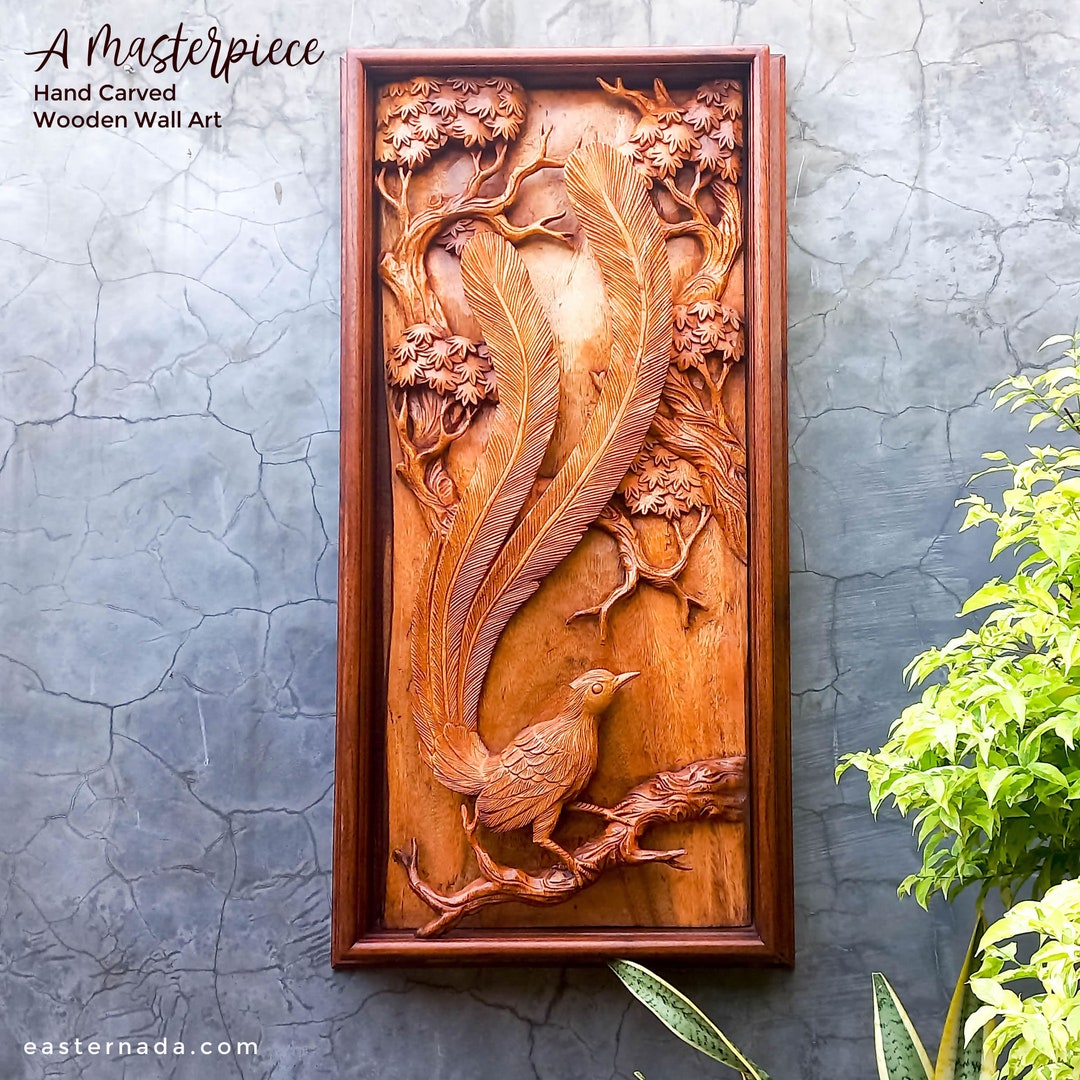 Hand Carved Wooden Wall Art Decoration Bird of Paradise Etsy