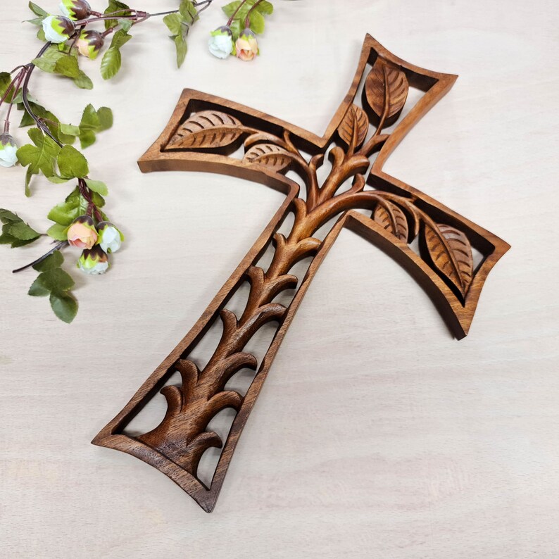 Jesus Vatican Prayer Cross - Hand Carved Teak Wood Art Sculpture Christianity Gospel Bible Christmas Gift. easternada.com