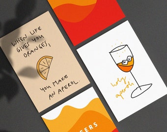 Set van 4 Aperol kaarten + enveloppen