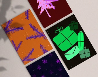 Set van 4 kerstkaarten + enveloppen