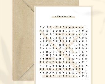 Kaart Ik wens je - Puzzel + Envelop