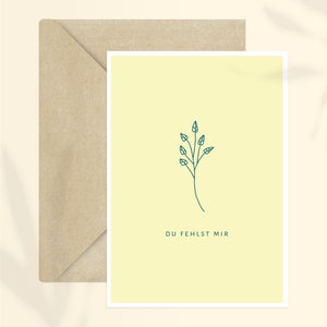 Carte tu me manques + enveloppe