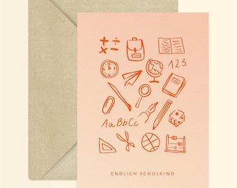 Kaart Eindelijk een schoolkind + envelop