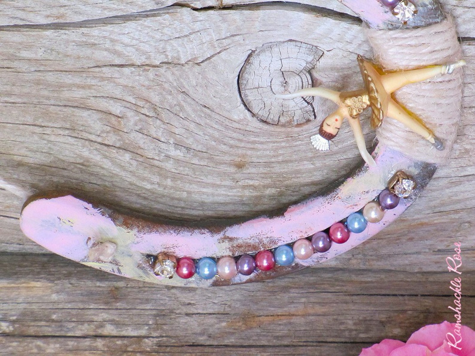 adorable shabby ballerina horseshoe, ballet, pastel, shabby chic, rhinestones, equestrian, horses, barn decor, rustic glam, cowg