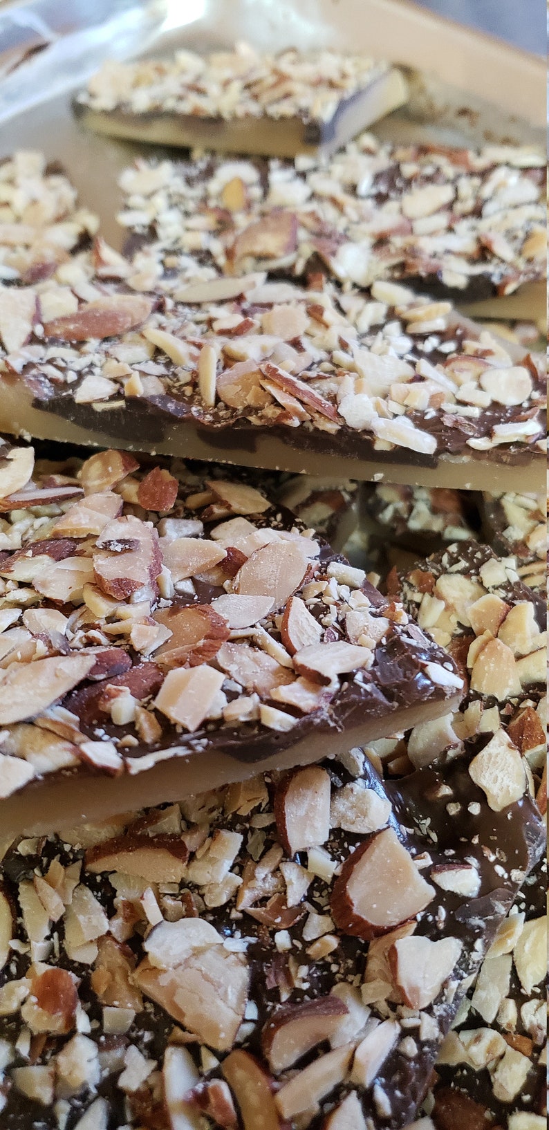 Chocolate Covered Almond Brittle/homemade Almond Brittle Etsy