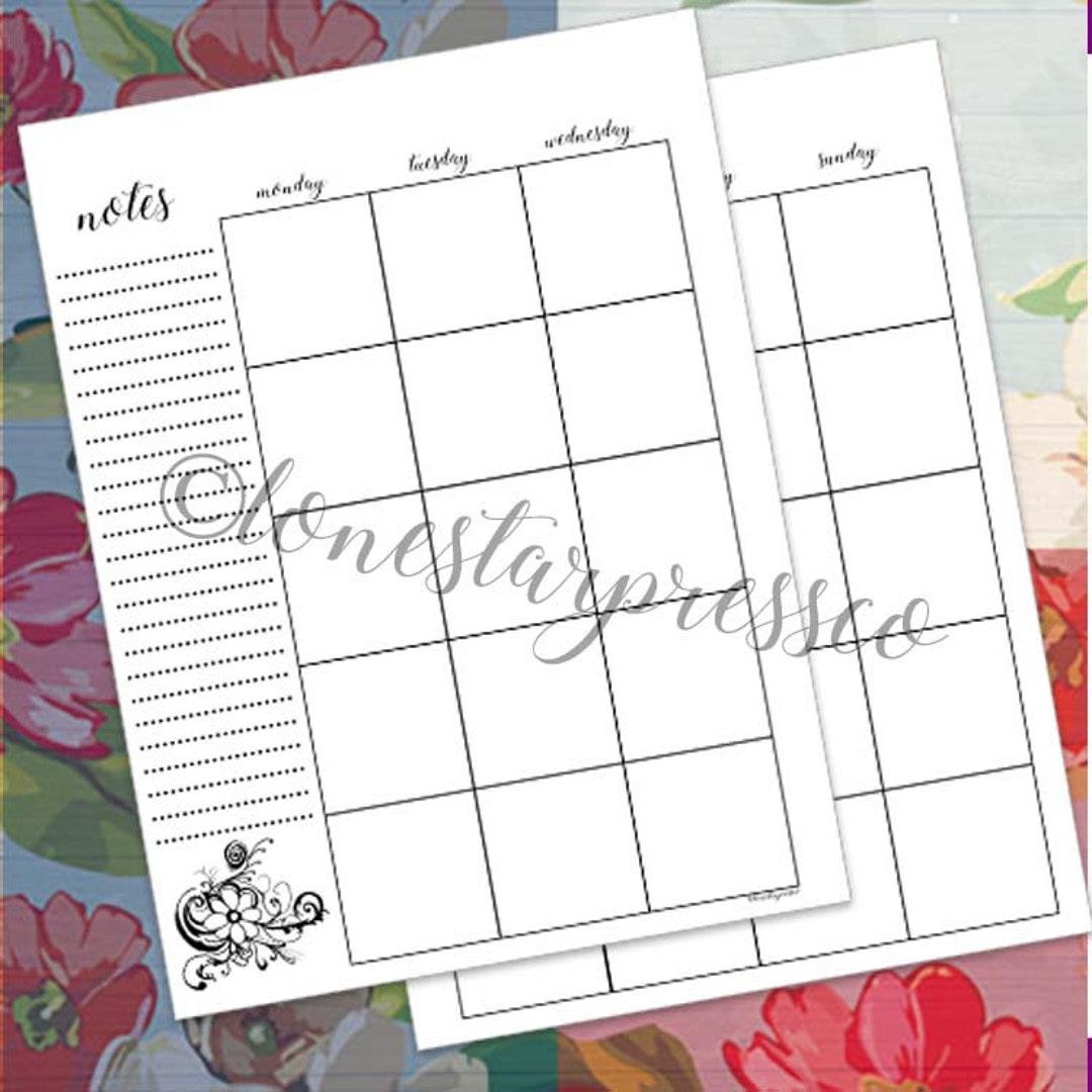 Happy Planner Inserts Printable Planner Blank Monthly - Etsy