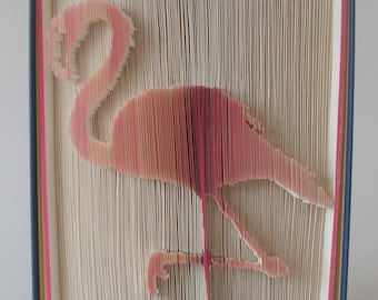 Pli de livre flamant rose, modèle découpé et plié, modèle de pliage de livre, animal, anniversaire, Noël