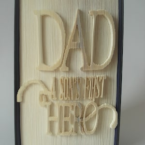 Dad A sons first hero Book Fold Pattern, Cut and fold pattern,  Book folding, Book art, Fathers Day