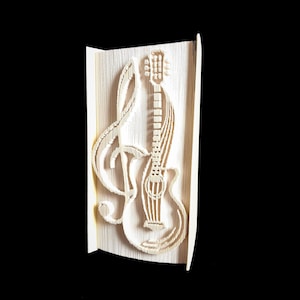 Guitar Book Fold PATTERN , Cut and Fold Pattern, Music lover - treble cleft - gift - Book folding