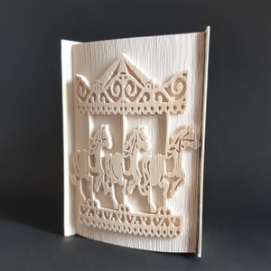 Carousel  Book Fold Pattern, Cut and Fold pattern, book folding pattern, new baby, Christening, Child, Merry Go Round