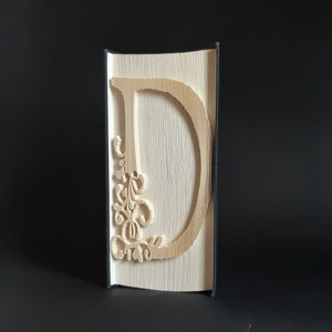 Modello di piegatura a libro con lettera D Flourish, modello da tagliare e piegare, lettera iniziale perfetta per regali, compleanni, matrimoni