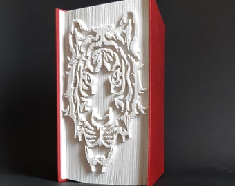 Tribal Tiger Book Fold Pattern, Cut and Fold pattern, Book folding pattern, Tiger, Birthdays, Christmas