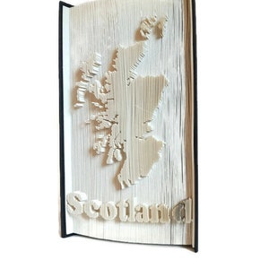 Modèle de pli de livre de carte de l'Ecosse, modèle de coupe et de pli, carte écossaise, pli de livre, modèle de pliage de livre,
