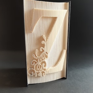 Patrón de plegado de libro con la letra Z, patrón de cortar y doblar, cumpleaños, Navidad, bodas