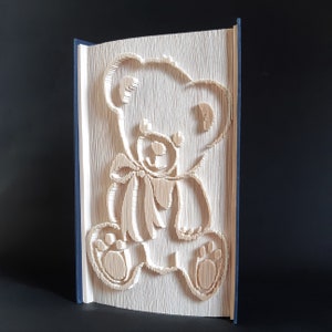 Patrón de libro plegable de osito de peluche, patrón de corte y plegado, patrón de plegado de libro, bebé recién nacido, bautizo