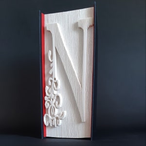 Patrón de plegado de libro con la letra N, patrón de corte y plegado, cumpleaños, Navidad, bodas