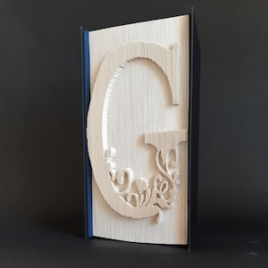 Patrón de plegado de libro con la letra G, patrón de cortar y doblar, cumpleaños, navidad, bodas