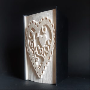 Heart in heart book fold pattern, Cut and Fold pattern, book folding, love, birthday, christmas, valentine