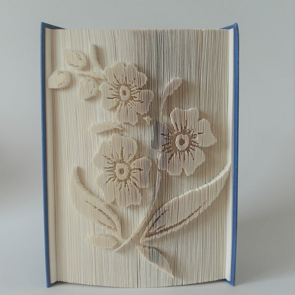 Flower 1 book fold pattern, Cut and Fold Pattern, Book Art, Mothers Day, Christmas, Birthday