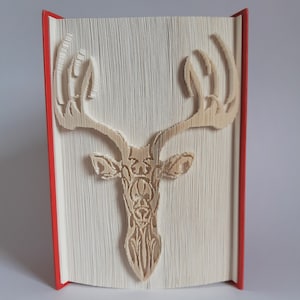 Tribal Stag book fold pattern, cut and fold pattern, book folding, animal, Birthday, Christmas