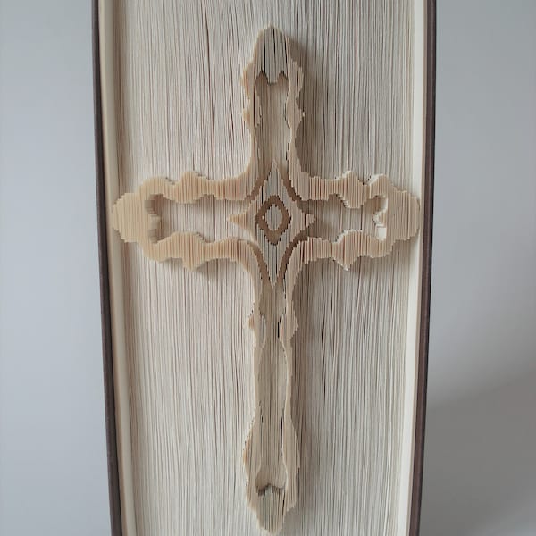 Cross Book Fold PATTERN, cut and fold pattern, gift, Book folding, Religious, communion