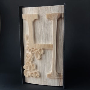 Patrón de plegado de libro con la letra H, patrón de corte y plegado, cumpleaños, navidad, bodas