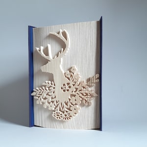 Christmas Stag book fold pattern, cut and fold pattern, book folding, animal, Birthday, Christmas