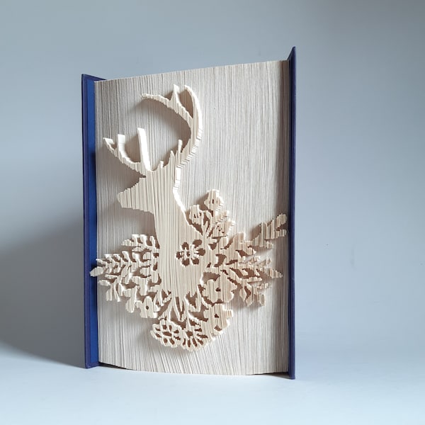 Christmas Stag book fold pattern, cut and fold pattern, book folding, animal, Birthday, Christmas