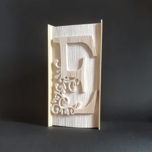 Patrón de plegado de libro con la letra E, patrón de corte y plegado, cumpleaños, navidad, bodas