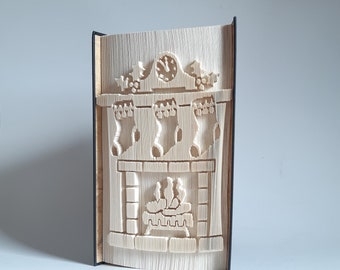 Christmas Mantel Piece Book Fold Pattern, Cut and Fold Pattern, book folding, Fire, Christmas