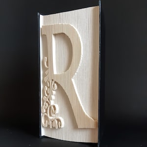 Patrón de plegado de libro con la letra R, Patrón de corte y plegado, Cumpleaños, Navidad, boda