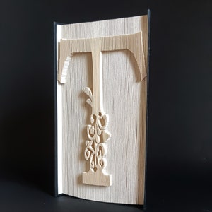 Patrón de plegado de libro con la letra T, patrón de corte y plegado, cumpleaños, Navidad, bodas