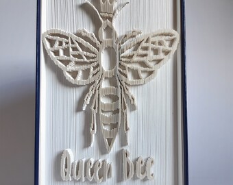 Queen Bee Book Fold Pattern, cut and fold pattern, book art, Birthday, Christmas,