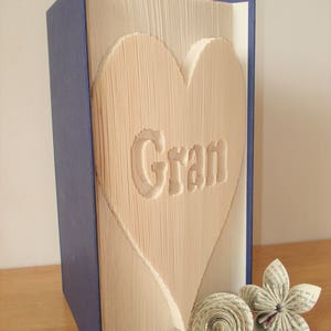 Gran Book Fold Pattern, Book Folding PATTERN, cut and fold,  Gran in a Heart pattern only (not book)