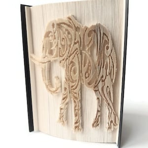 Tribal Elephant book fold pattern, cut and fold pattern, book fold, animal, Birthday, Christmas, friend,