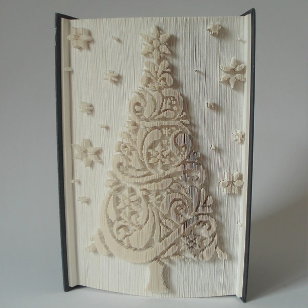 Patrón de plegado de libro de árbol de Navidad, patrón de corte y plegado, plegado de libros, árbol, Navidad