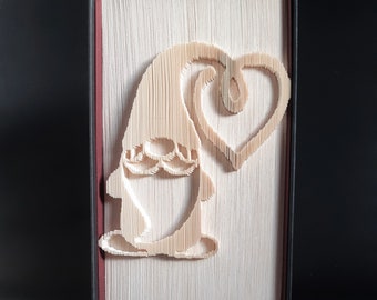 Motif de pliage de livre de Noël Love Gnome, motif coupé et pli, pliage de livre, Noël, gnome, lutin