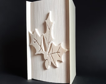 Holly Tree Book Fold Pattern, Cut and Fold Pattern, Book Folding, Christmas