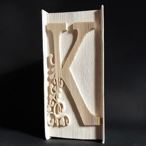 Patrón de plegado de libro con la letra K, patrón de corte y plegado, cumpleaños, navidad, bodas