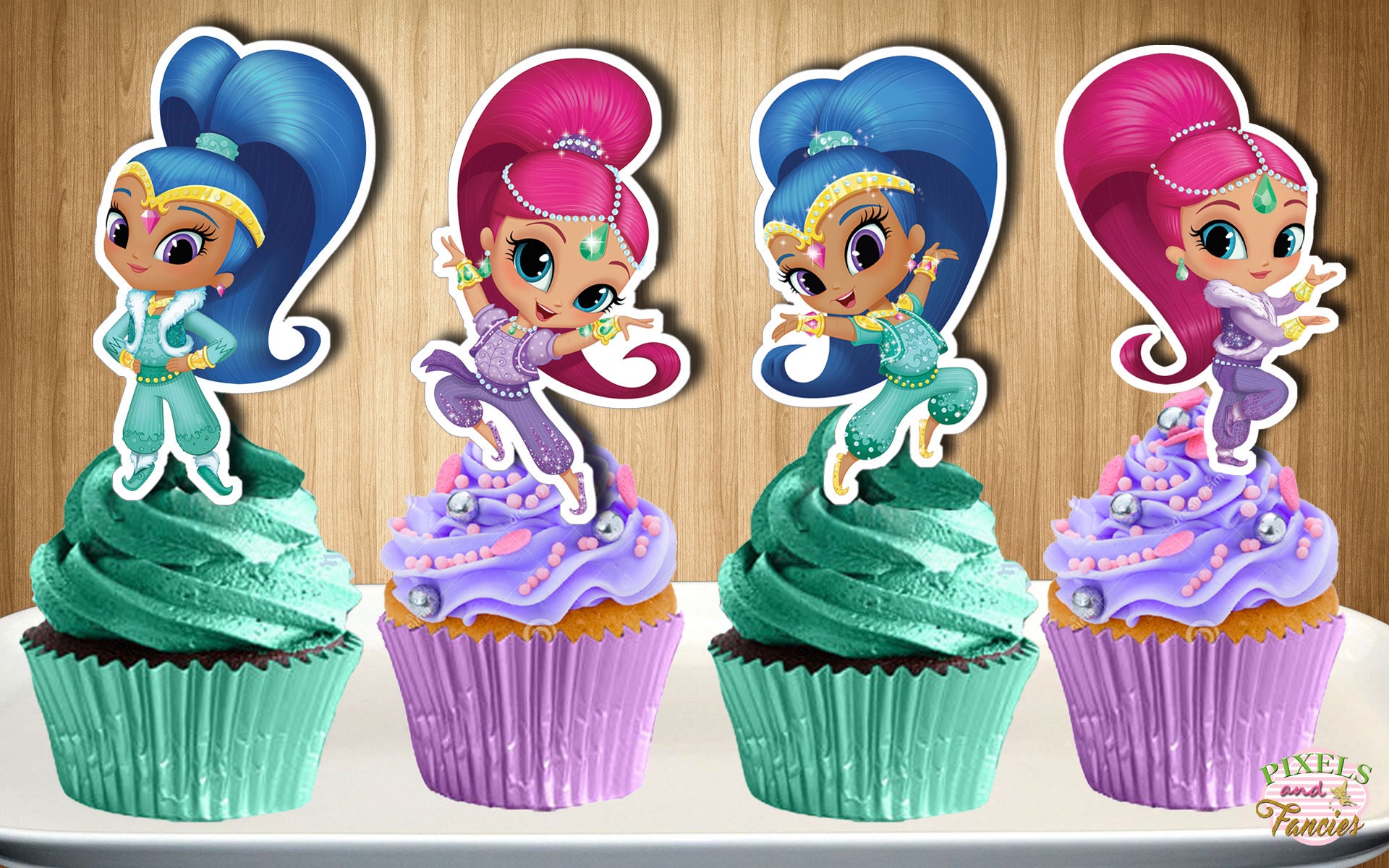 SHIMMER and SHINE Cupcake Toppers Shimmer and Shine Cupcake | Etsy