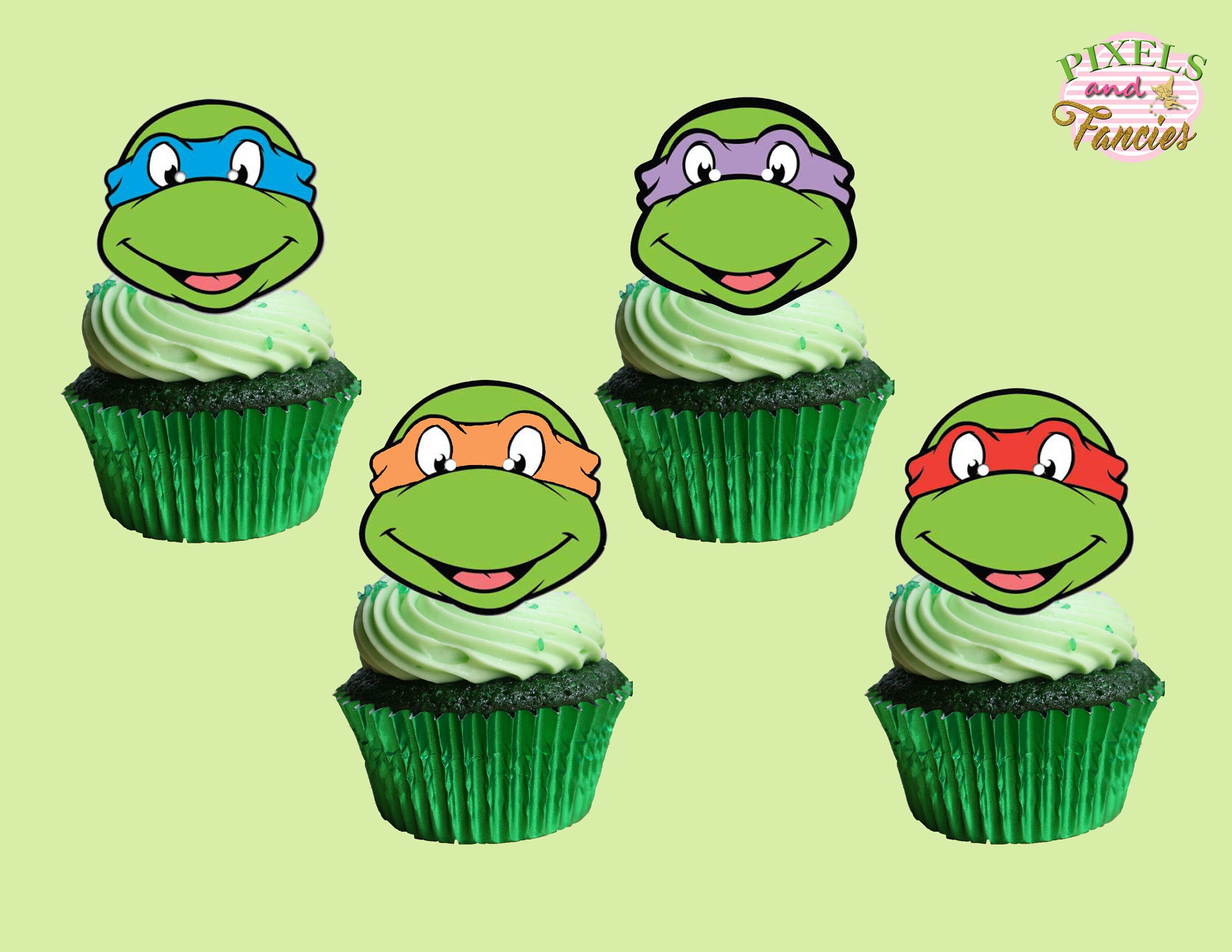 Teenage Mutant Ninja Turtles Cupcake Toppers Tmnt Cupcake Etsy