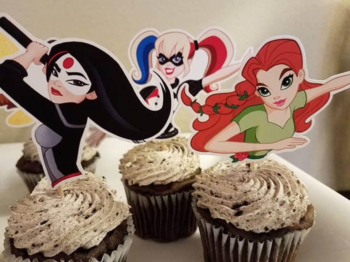 DC Superhero Girls Cupcake Toppers DC Super Hero Girls Etsy